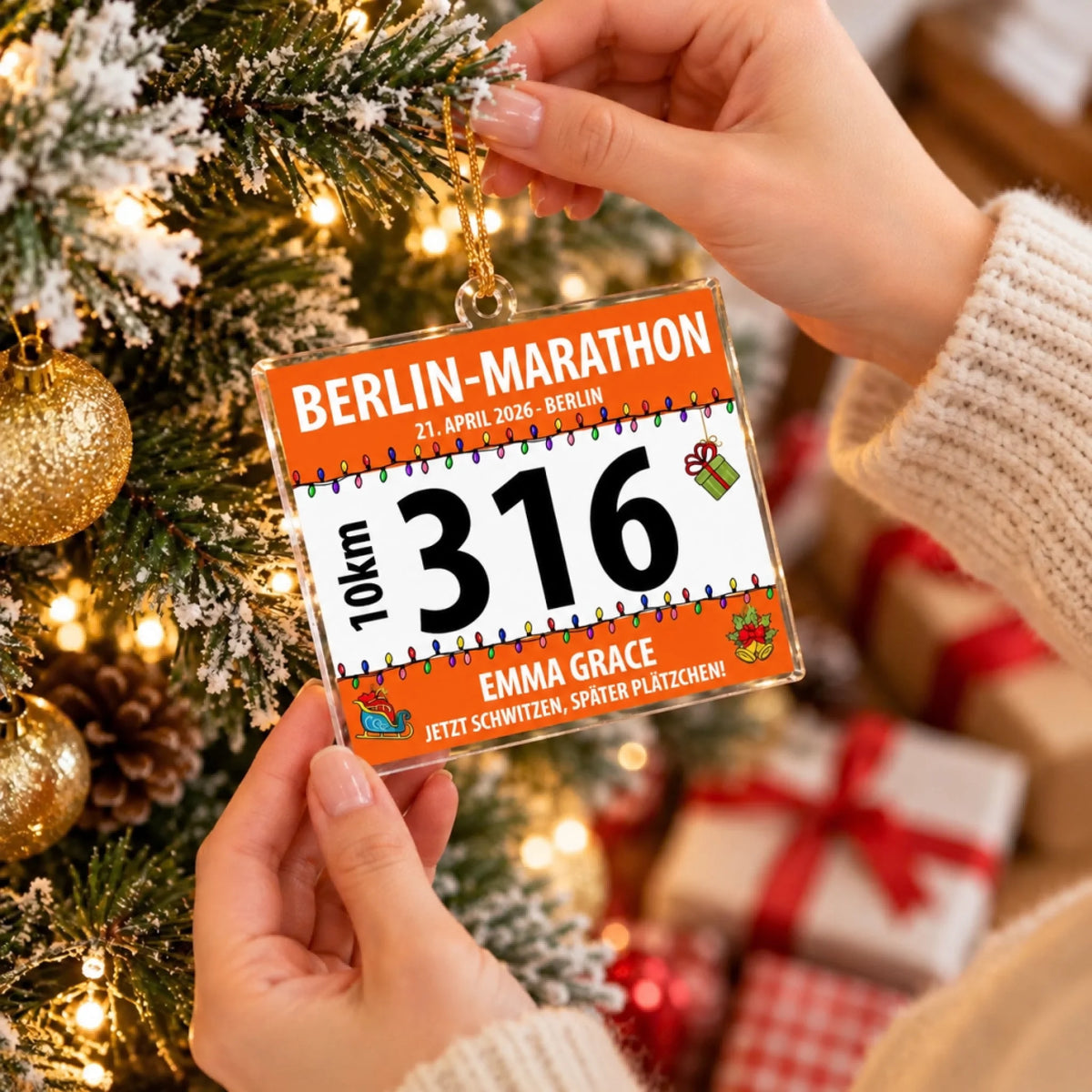 Weihnachtlicher Berlin-Marathon-Laufanhänger