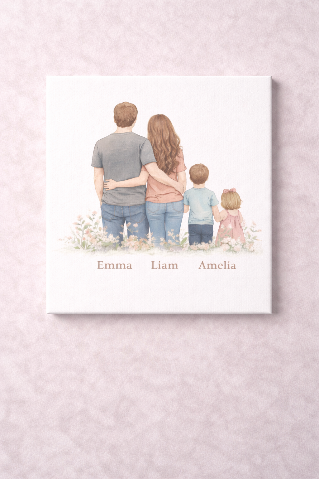 Personalisierte Leinwand mit Namen und Familien Design