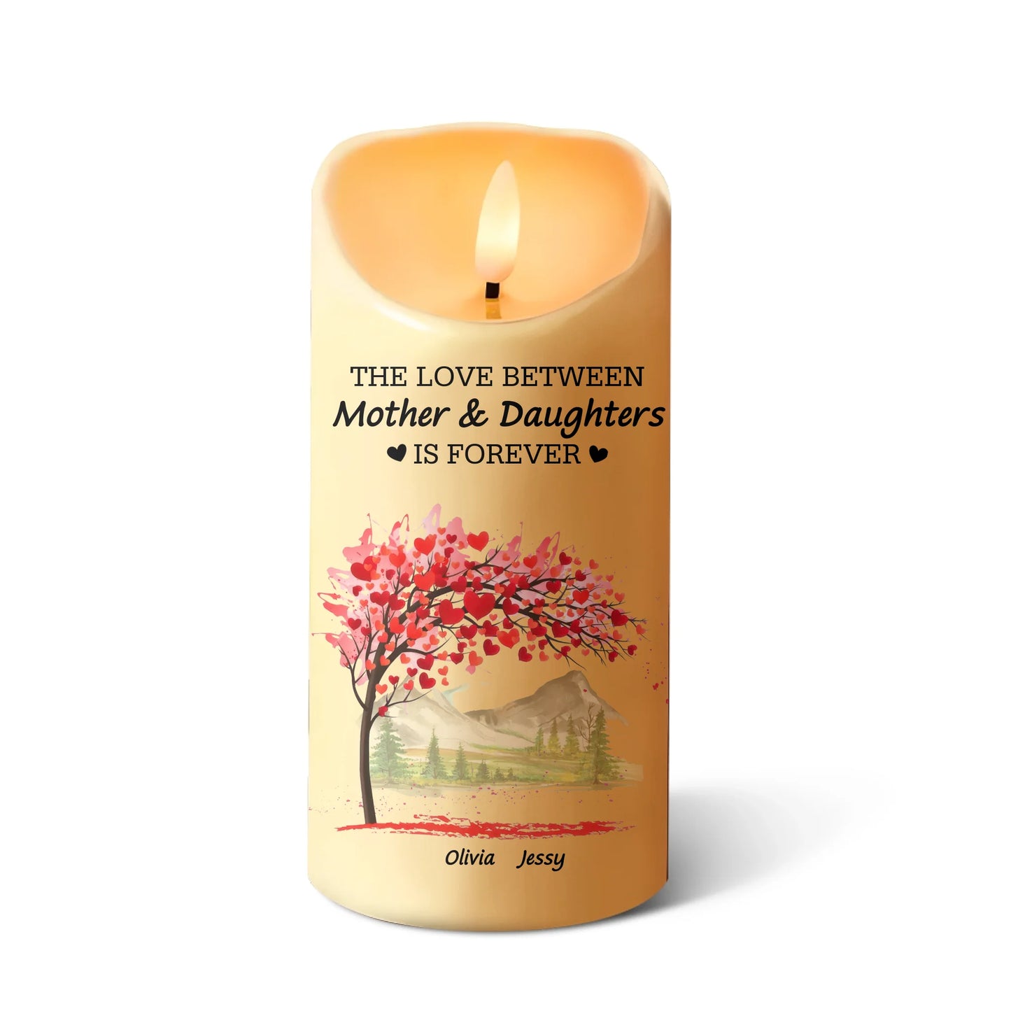The Love Between Mother & Daughters Is Forever - Personalisierte LED Kerze