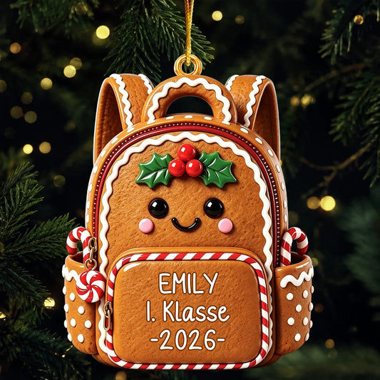 3D-Weihnachtsanhänger mit Lebkuchen-Rucksack – Personalisierte Geschenke zum Schulanfang für Kinder