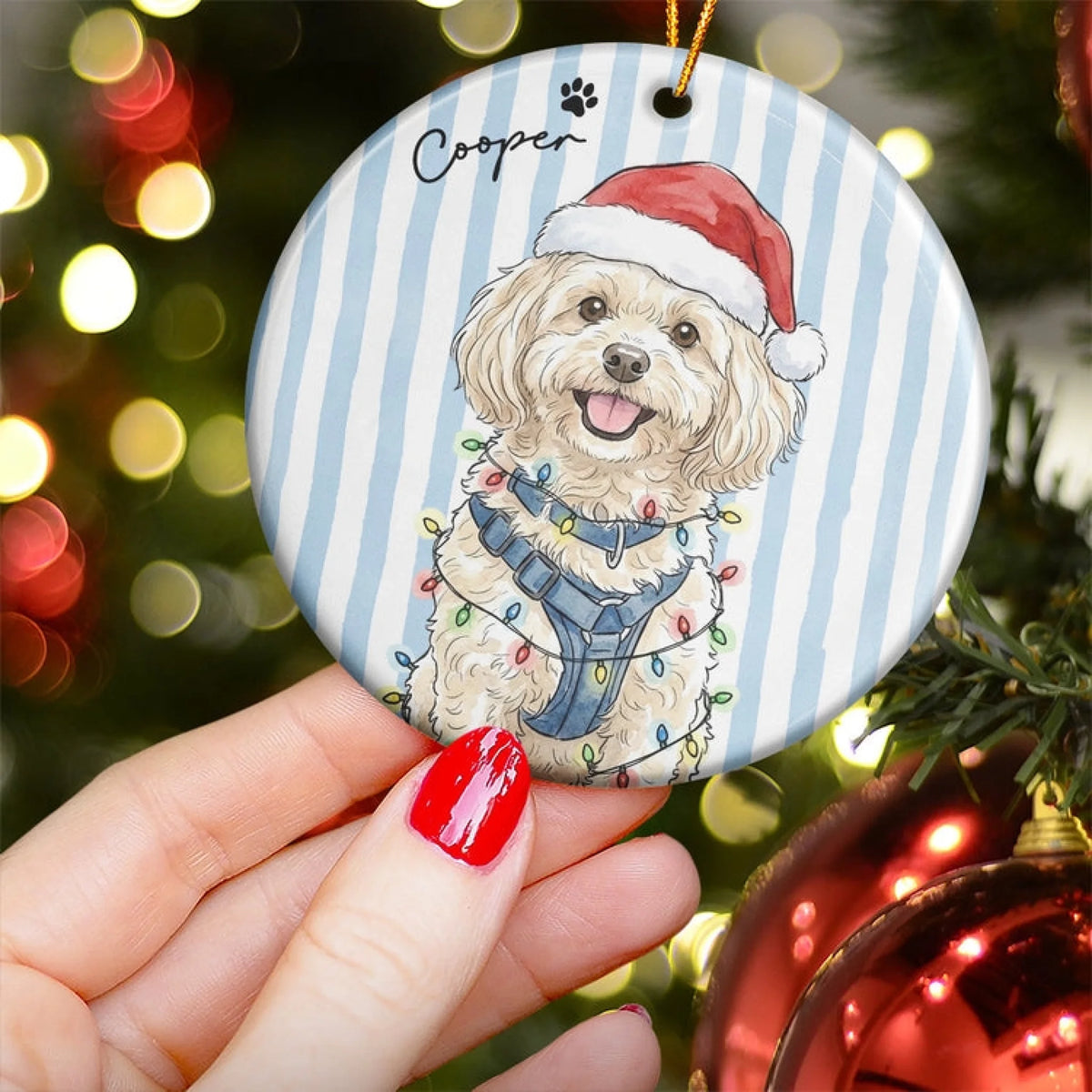 Custom-Pet-Christmas-Watercolor-Striped-Pattern-Personalized-Ornament_5