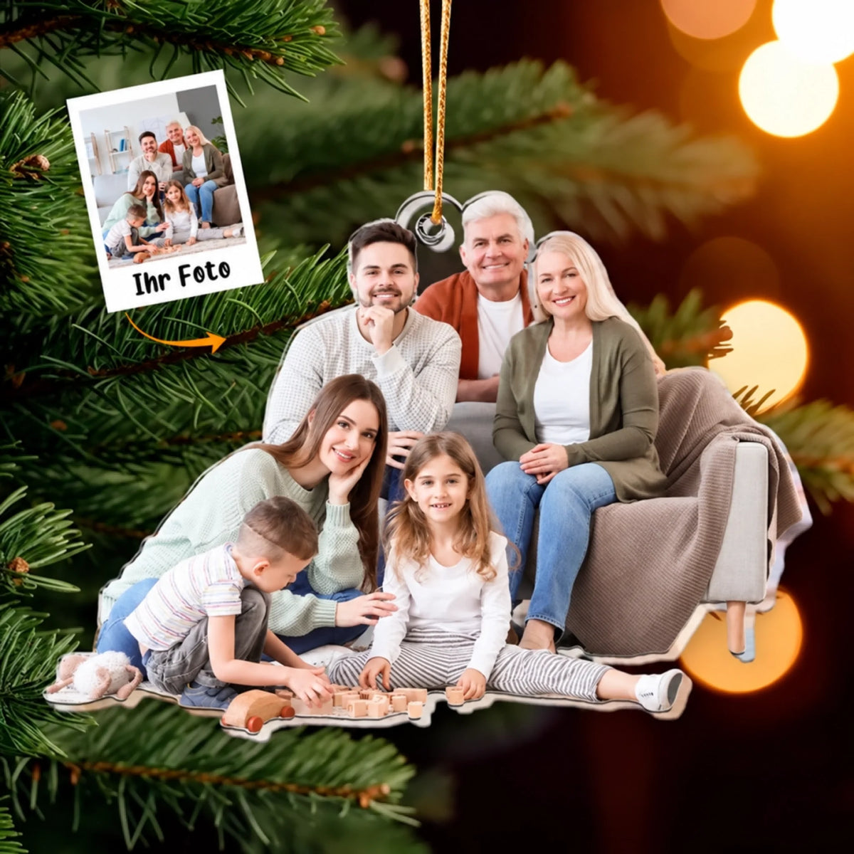 Weihnachtsornament mit Familienfoto