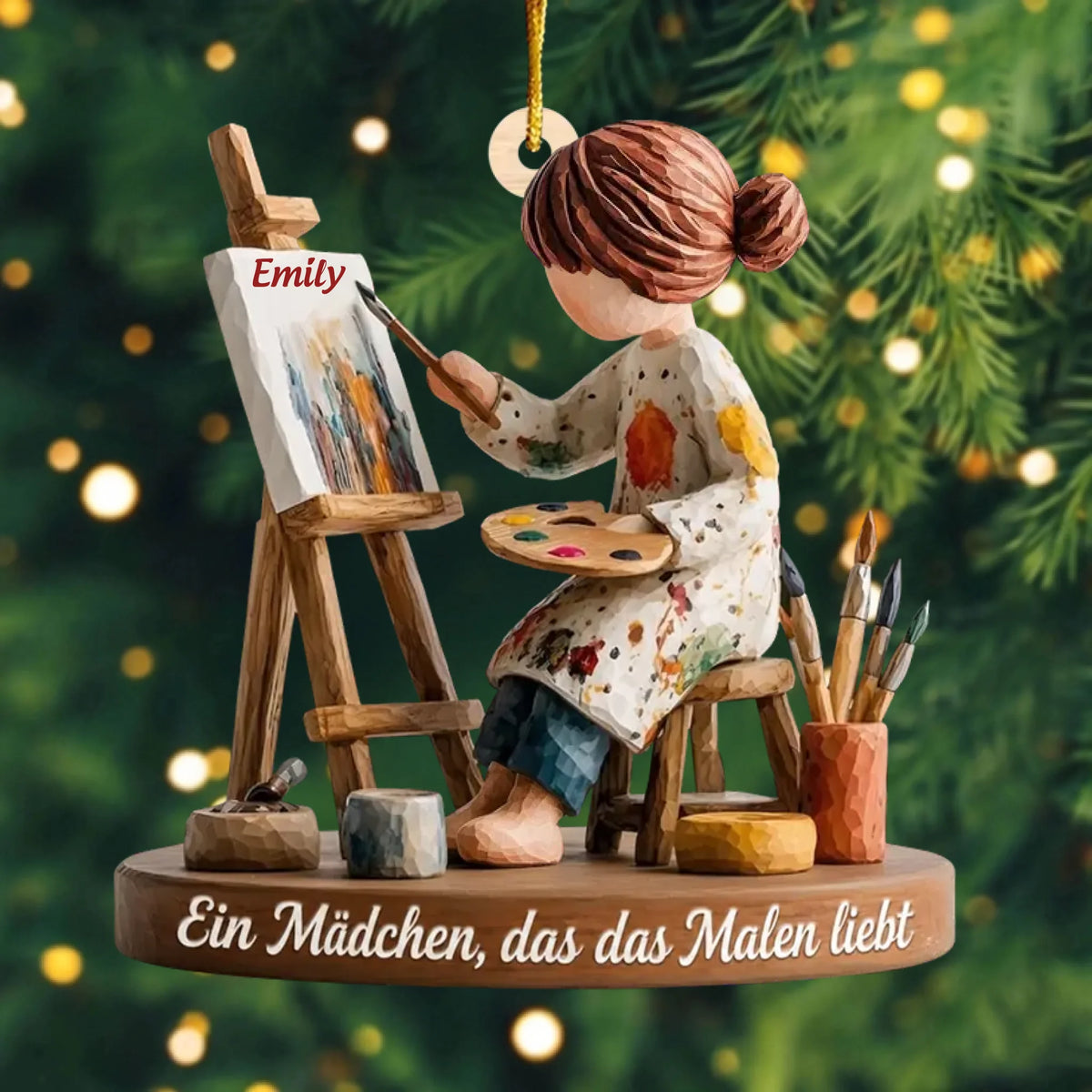 Personalisierter Weihnachtsbaumschmuck für Künstlerinnen – Geschenk für Mädchen, die gerne malen und zeichnen
