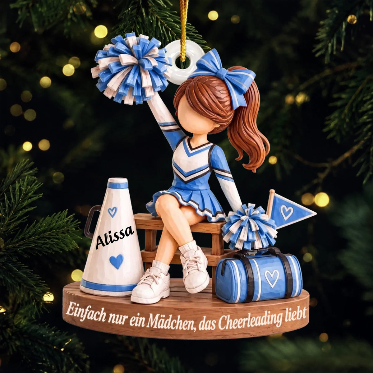 Personalisierter Cheerleader-Weihnachtsbaumschmuck mit Wunschnamen – Individuelles Geschenk für Mädchen