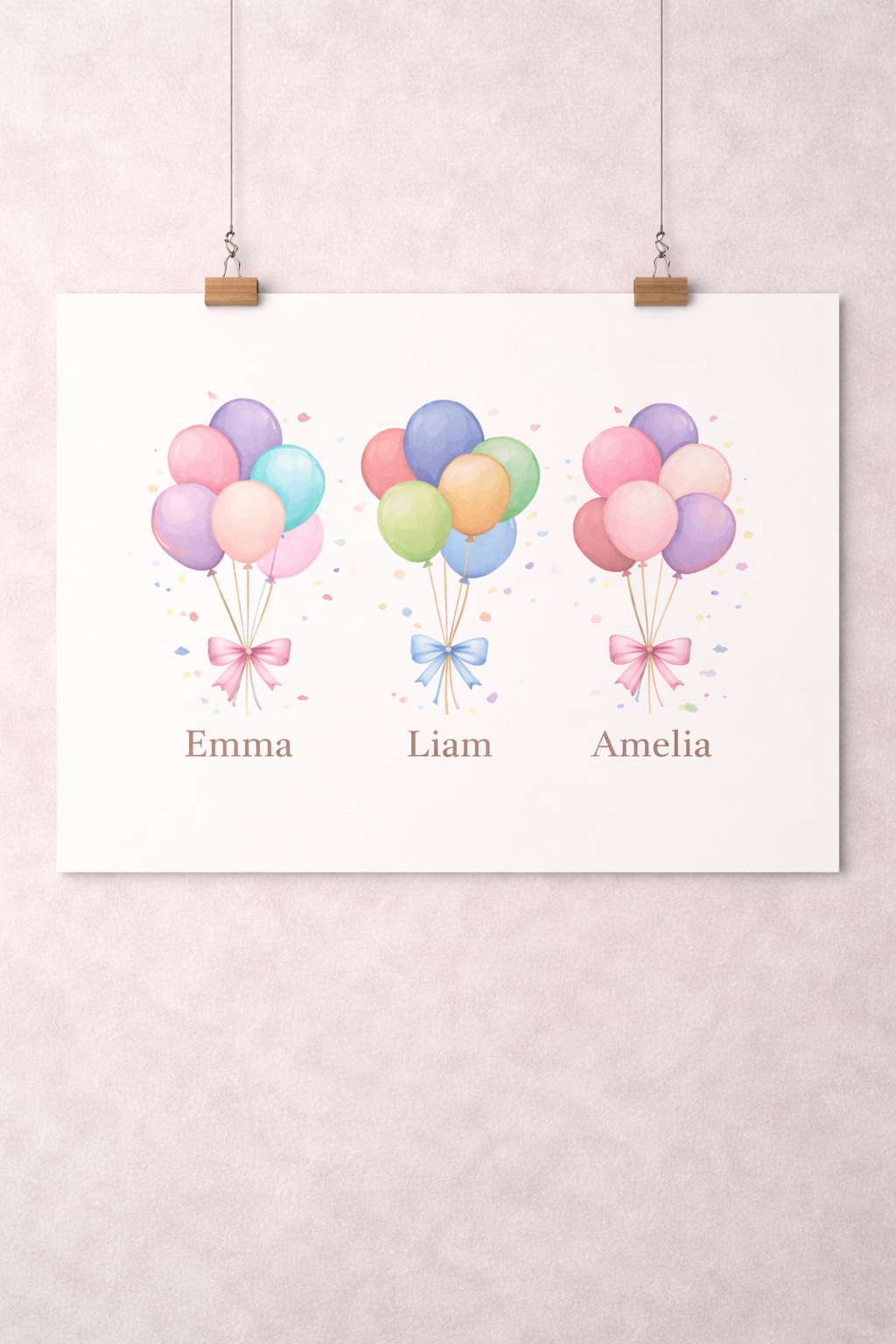 Personalisiertes Poster mit Namen und Ballonmuster