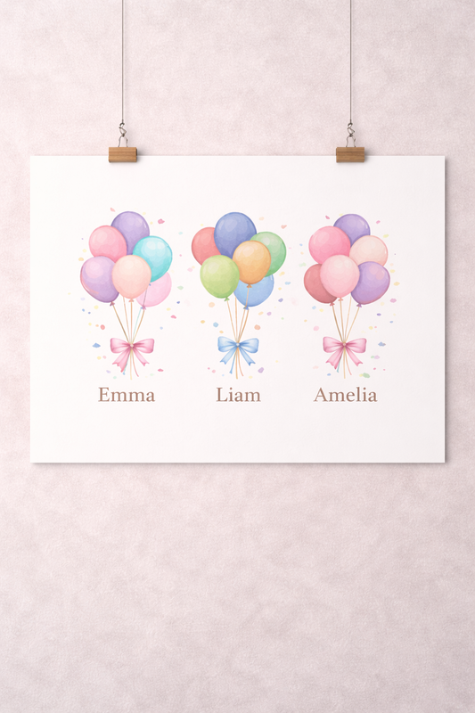 Personalisiertes Poster mit Namen und Ballonmuster