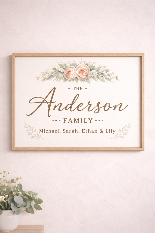 Personalisiertes Poster mit individuellen Familiennamen