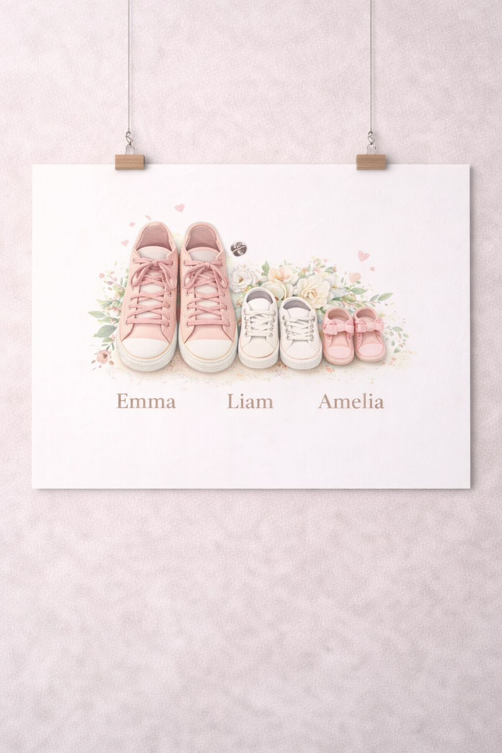 Personalisiertes Poster mit Namen und Schuhmuster