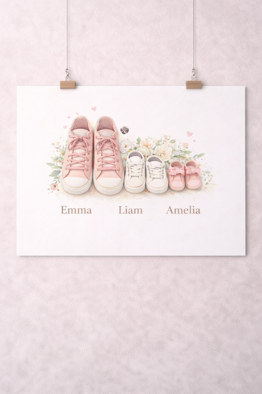 Personalisiertes Poster mit Namen und Schuhmuster